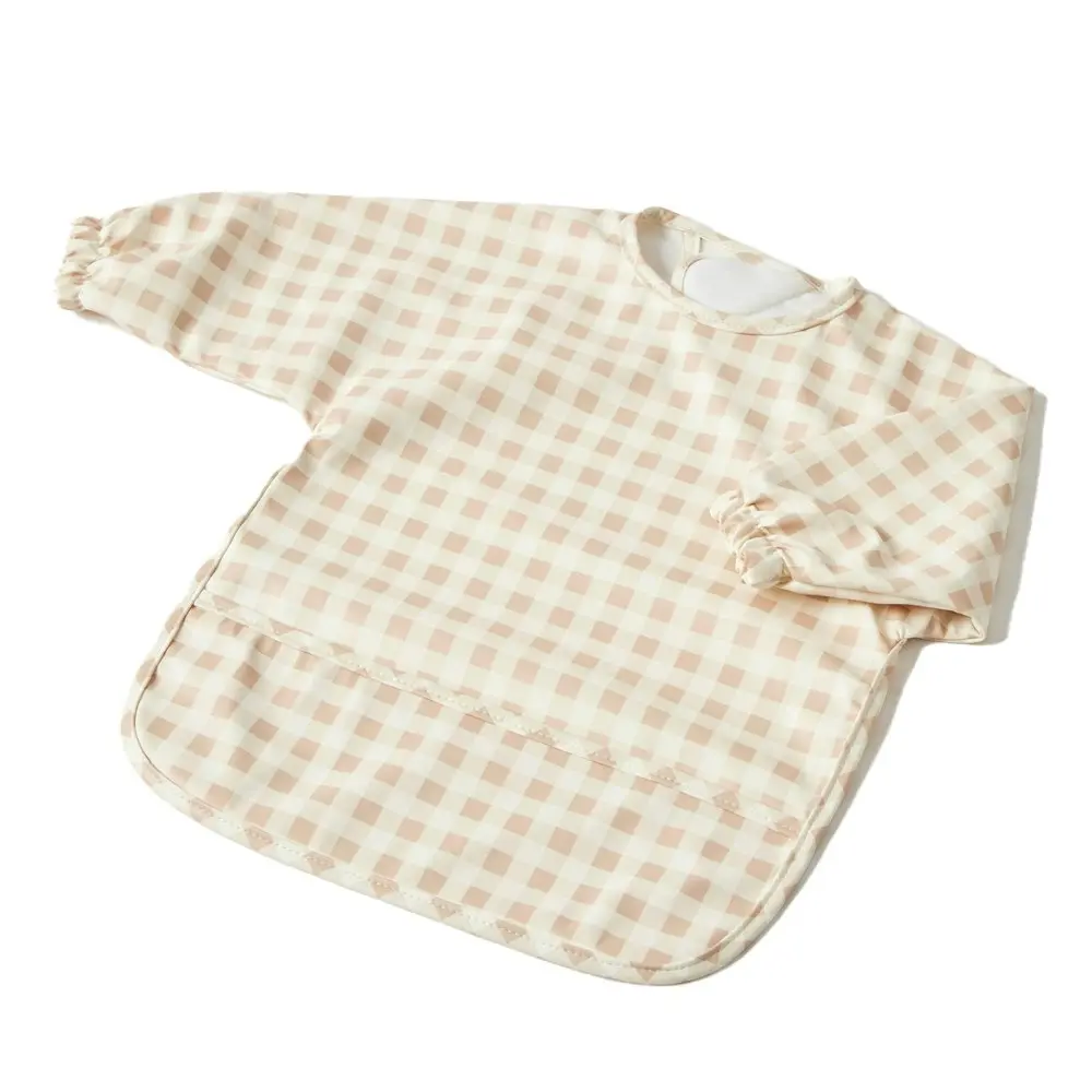 2x Jiggle & Giggle Polyester Gingham Smock Long-Sleeve Baby/Infant Feeding Apron