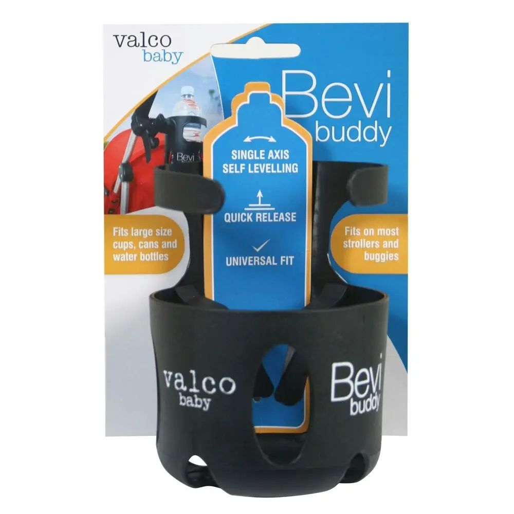 2PK Valco Baby Universal Bevi Buddy Storage 1.5L Cup Holder for Pram/Stroller BK