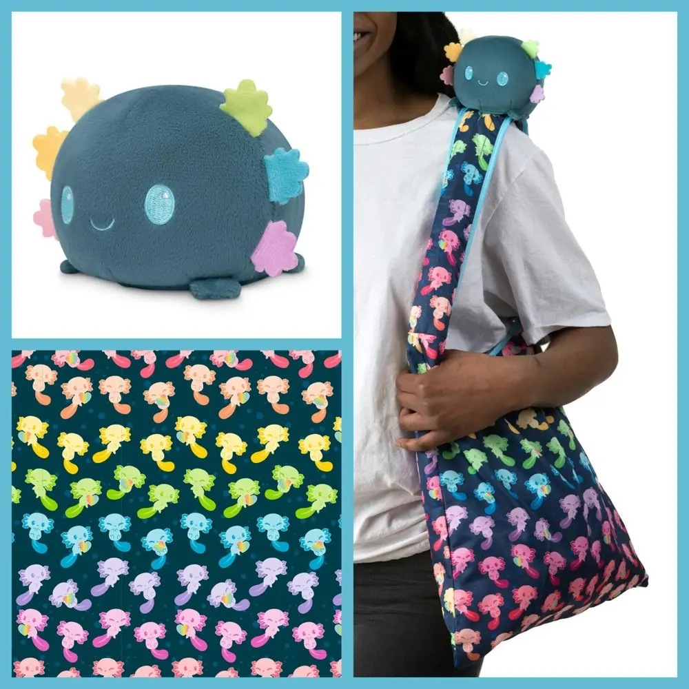 Tee Turtle Plushie Tote Bag Dark Blue Rainbow Axolotls Tote Bag Plushie