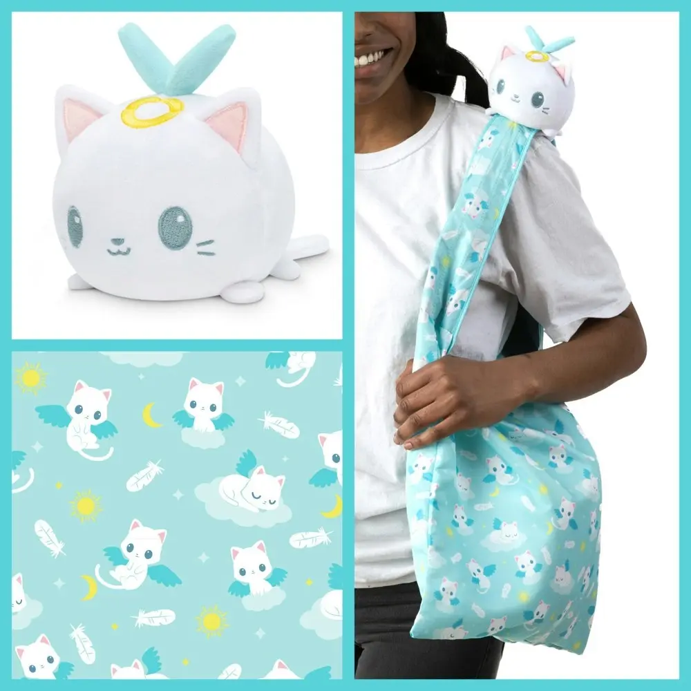 Tee Turtle Plushie Tote Bag Light Blue Angel Cats Tote Bag White Plushie