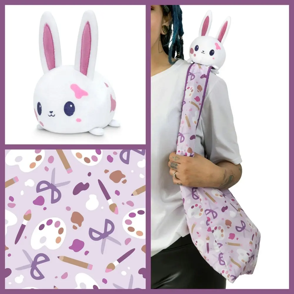 Tee Turtle Plushie Tote Bag Light Purple Crafting Tote Bag/Bunny Plushie