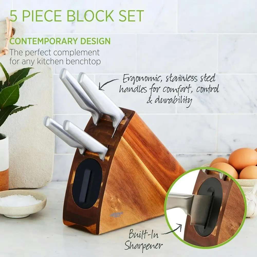 5pc Wiltshire Staysharp Premium Stainless Steel Kitchen Radius Knife Block