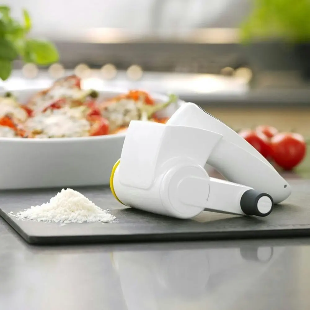 Zyliss Classic 16cm Manual Rotary Cheese Grater Stainless Steel Chopper White