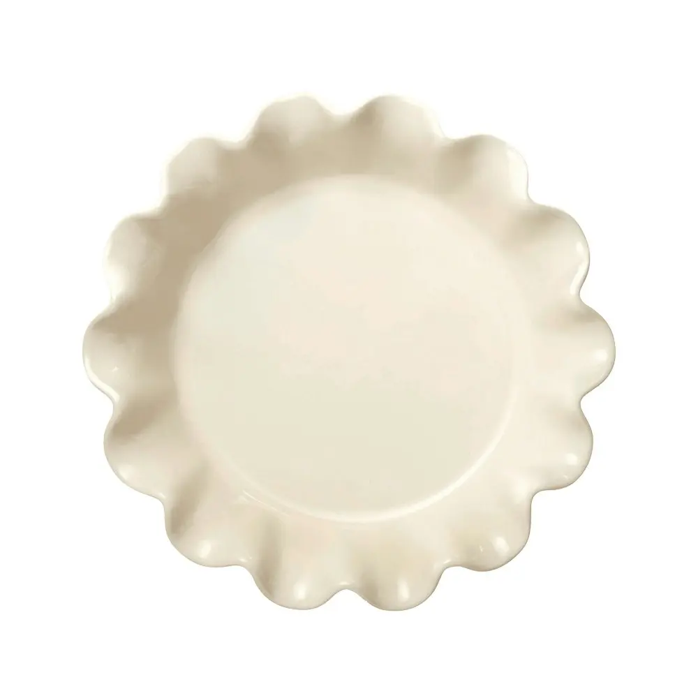 Emile Henry 26cm Ceramic Ruffled Pie Dish Kitchen Baking Plate/Mould Clay WHT