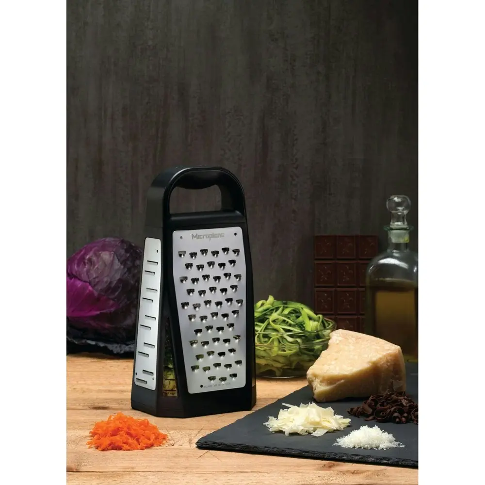 Microplane Elite Kitchen 5in1 Stainless Steel Vegetable/Cheese Box Grater Black