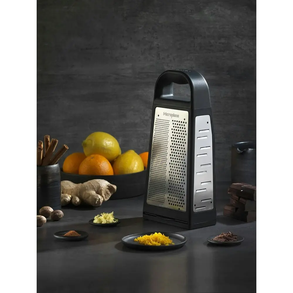 Microplane Elite Kitchen 5in1 Stainless Steel Vegetable/Cheese Box Grater Black