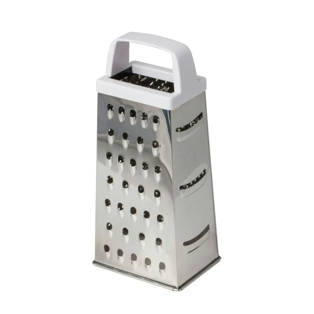 4x Cuisena 4-Sided Stainless Steel Box Grater Coarse Fine Zester w/ White Handle