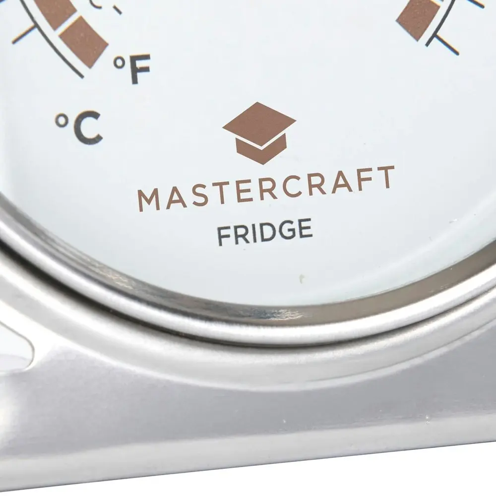 2x MasterCraft Round 10cm Stainless Steel Fridge Freezer Thermometer Hanging SLV