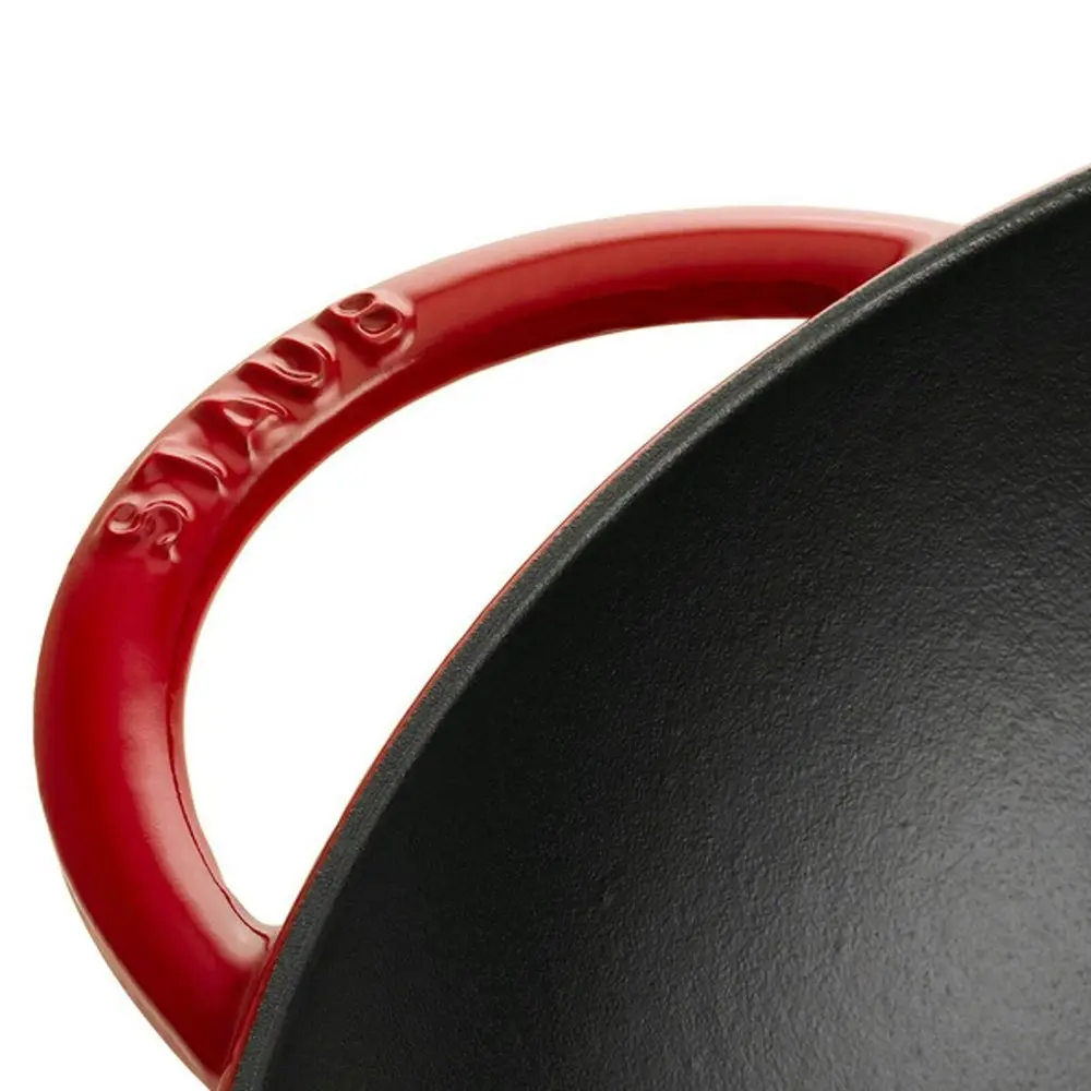 Staub 32cm/5.7L Stainless Steel Wok Kitchen Cooking/Frying Pan w/ Glass Lid Red