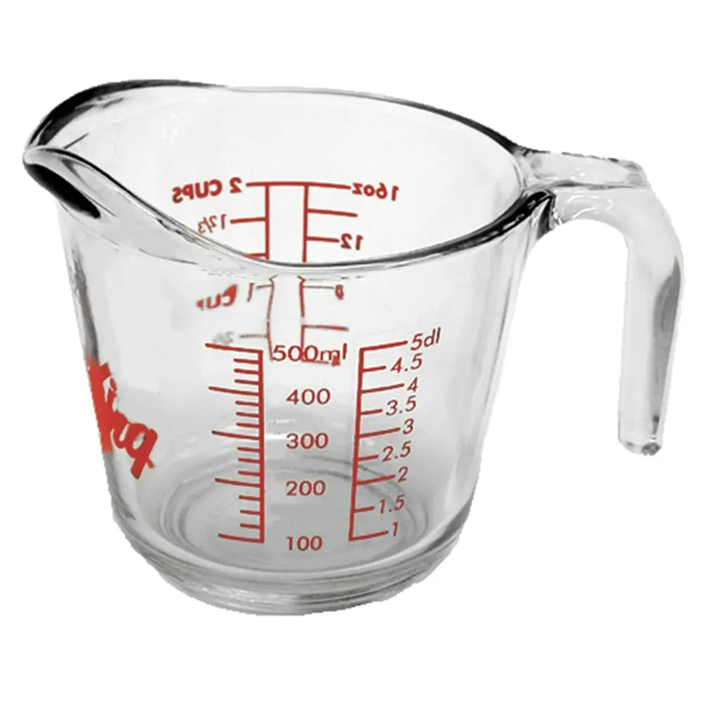 2x Anchor Hocking 500ml/2-Cup Glass Measuring Jug Kitchen Baking Cup Medium CLR