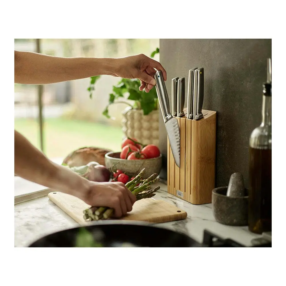 5pc Joseph Joseph Elevate Steel Knives Santoku/Paring/Serrated w/ Bamboo Block