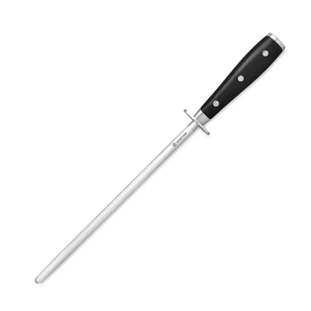 Wusthof Classic Ikon Sharp Honing Steel Edge/Blade Sharpener Rod Black 26cm