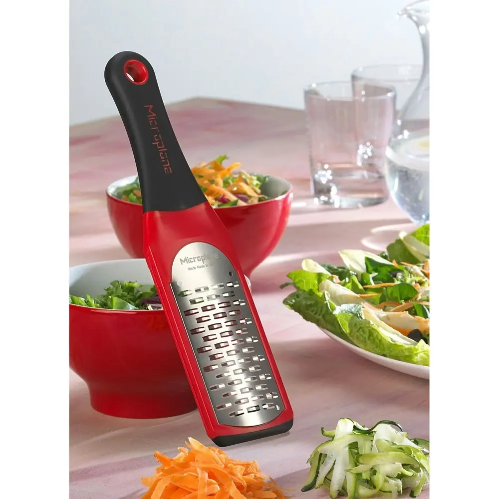 Microplane Artisan Medium Ribbon Grater Stainless Steel Lemon/Lime Zester Red