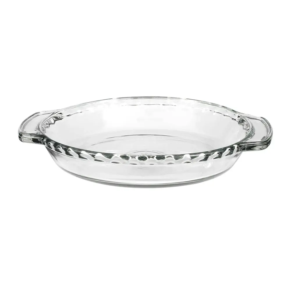 2x Anchor Hocking Fire King Deep 23cm Glass Pie Dish Kitchen Baking Tray Clear