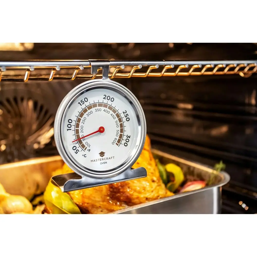 2x MasterCraft Round 10cm Stainless Steel Oven Thermometer Baking/Cooking Silver