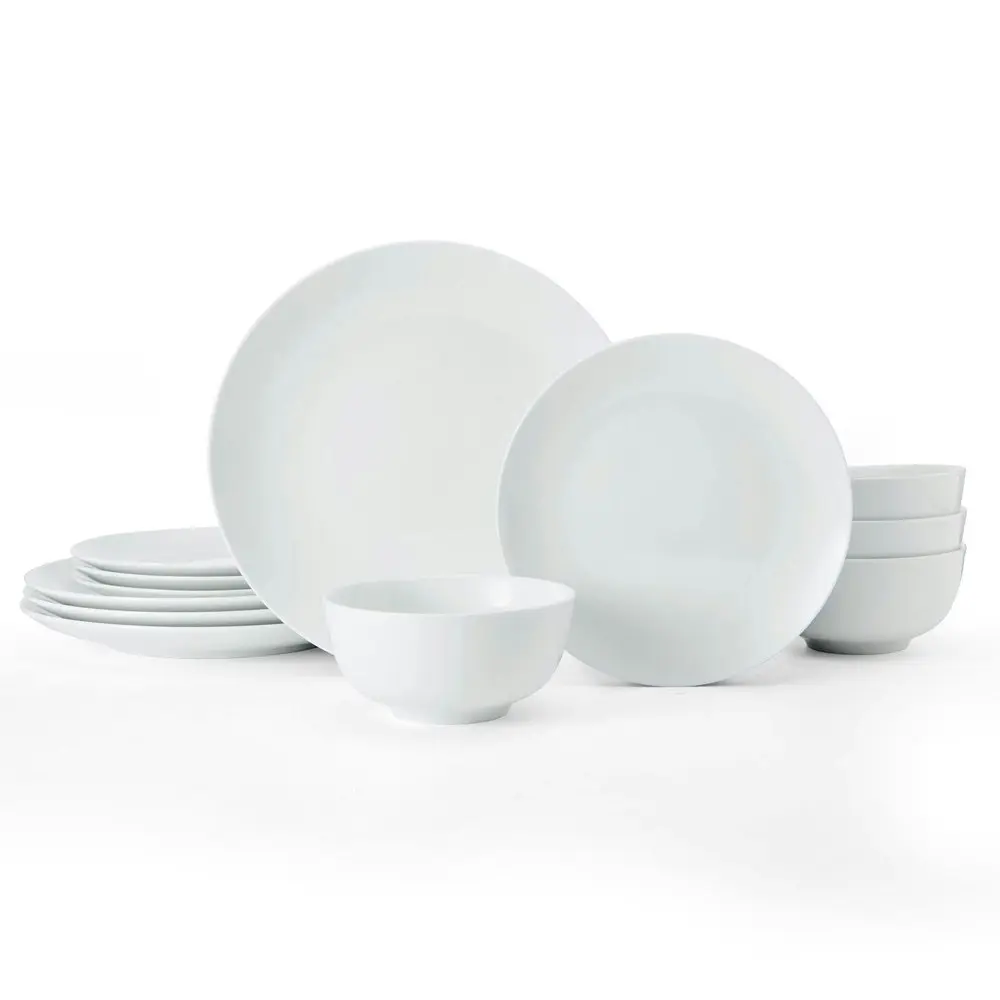 12pc Mikasa Chalk Kitchen Porcelain Dinner Tableware Dining Set, White