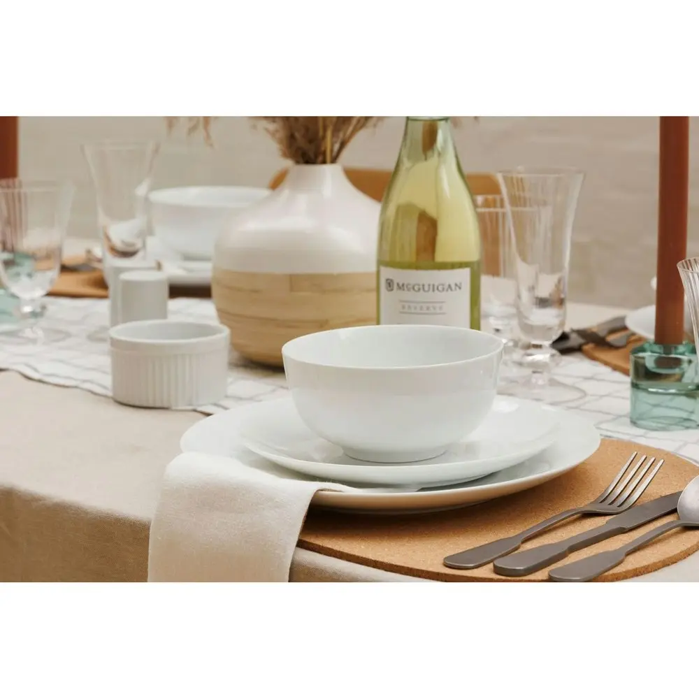 12pc Mikasa Chalk Kitchen Porcelain Dinner Tableware Dining Set, White