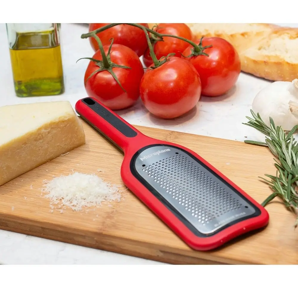 Microplane Select Series 18cm Fine Grater Stainless Steel Lemon/Lime Zester Red