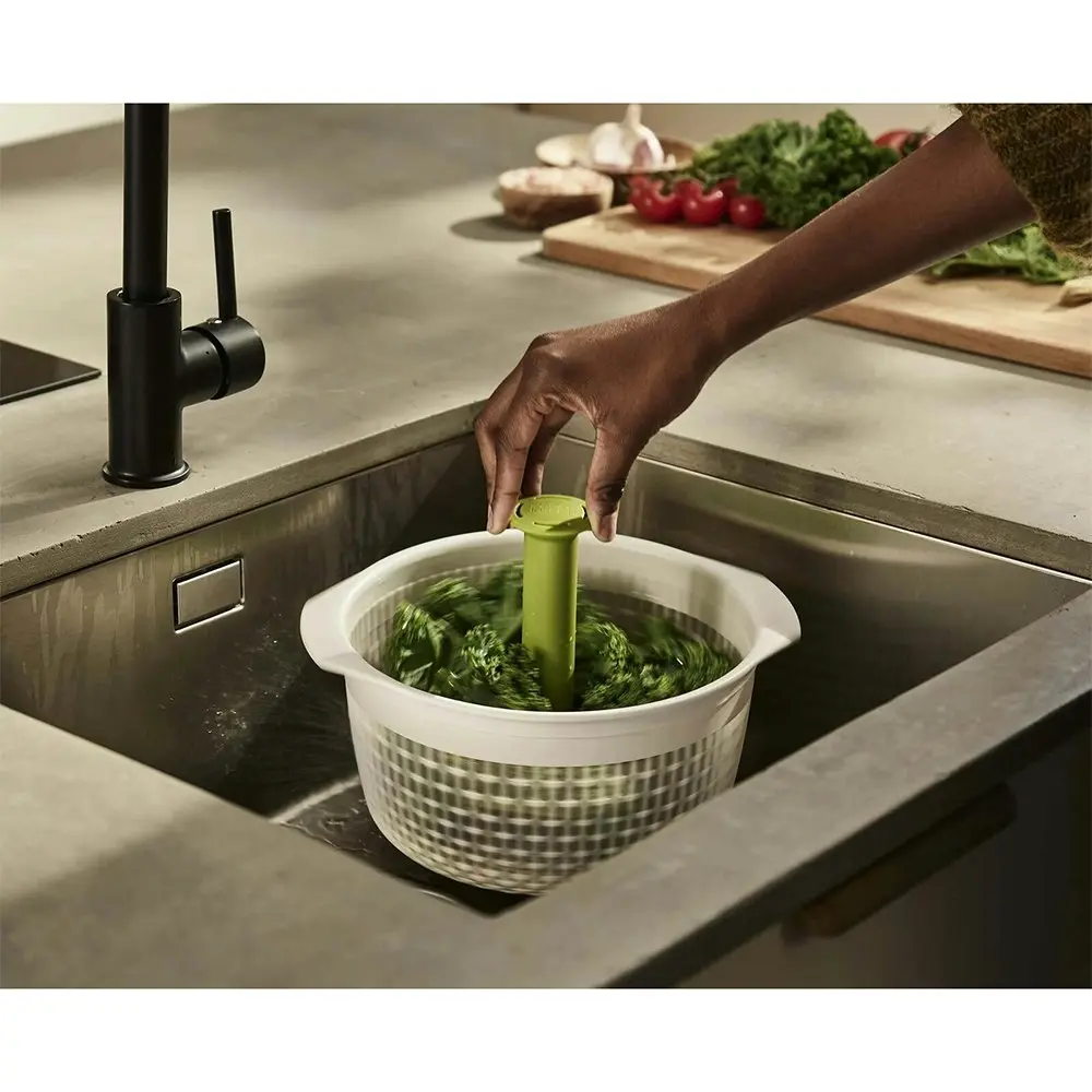 Joseph & Joseph Spindola In-sink Salad-spinning Colander Kitchen Tool WHT/Green