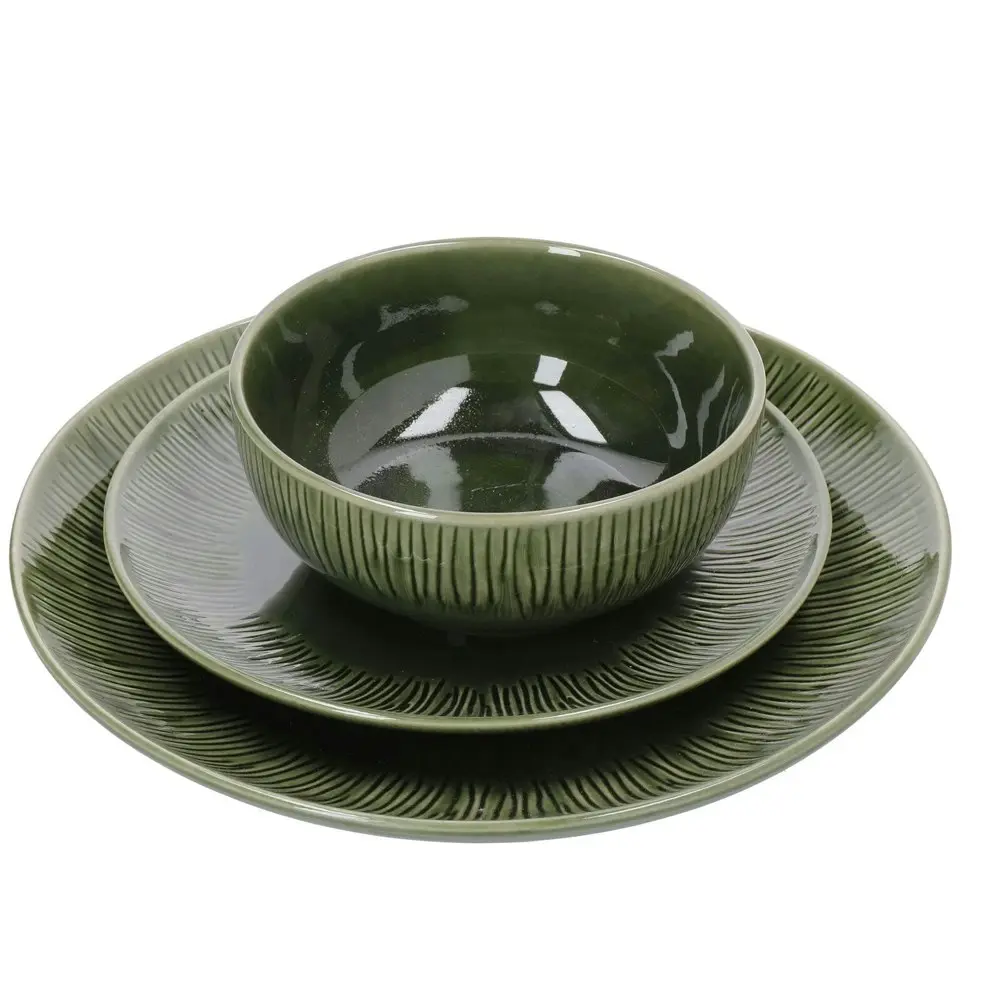 12pc Mikasa Jardin Stoneware Everyday Dining Dinner Bowls/Plates Set - Green