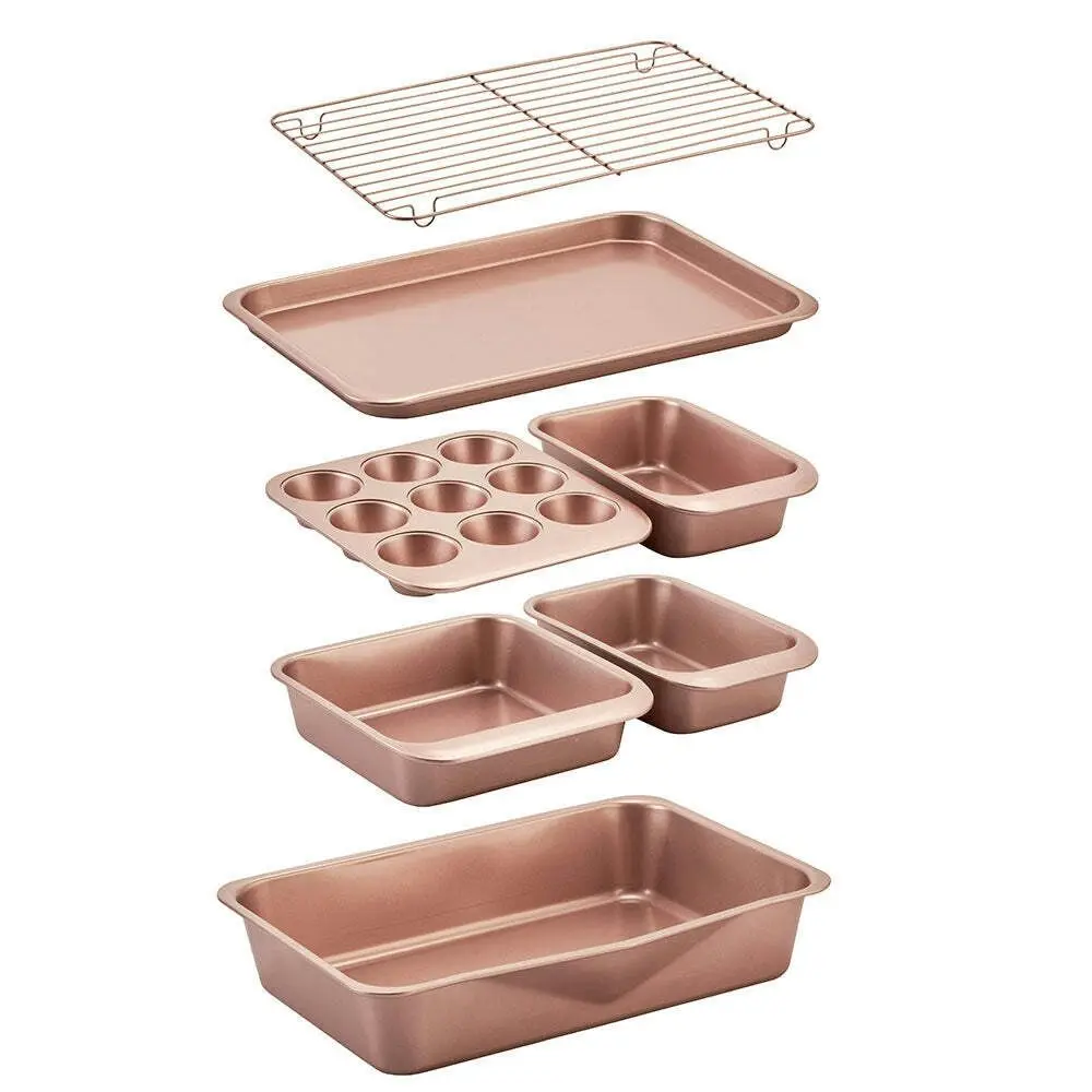 7pc Wiltshire Rose Gold Smart Stack Non-Stick Bakeware/Cookware Kitchen Set