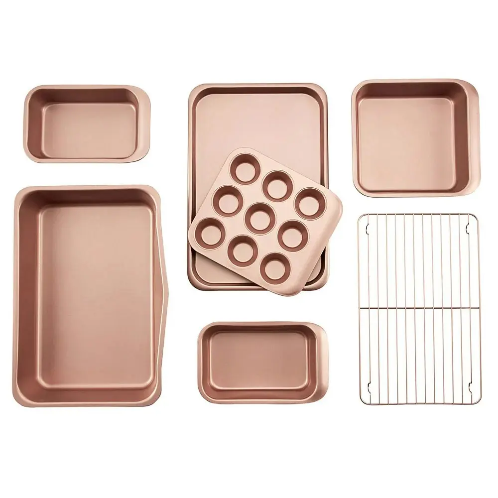 7pc Wiltshire Rose Gold Smart Stack Non-Stick Bakeware/Cookware Kitchen Set