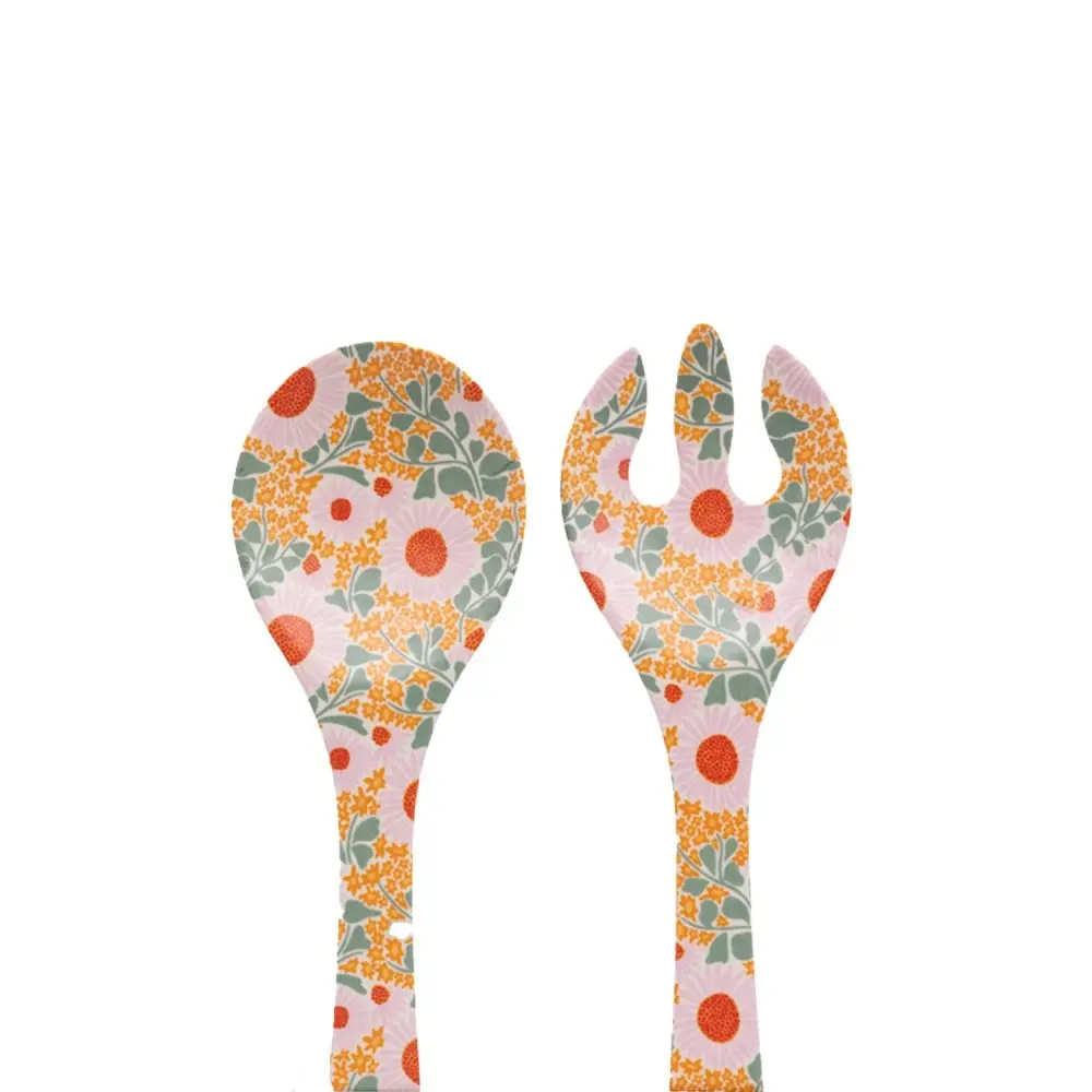 4x 2pc Splosh Picnic Spring 33x9cm Floral Melamine Spoon/Fork Salad Servers