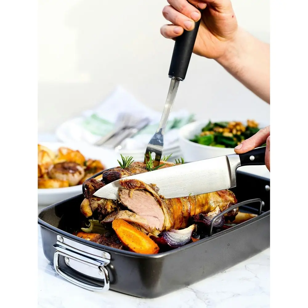 MasterCraft 40x28cm Heavy Base Non-Stick Removable Roaster Pan w/ Rack Black