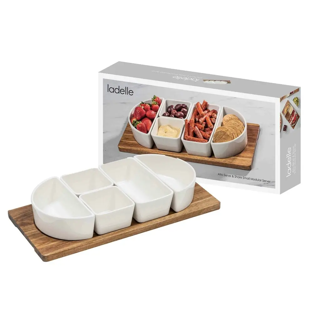 2x Ladelle Alto Serve & Share Porcelain Wood Modular Server Small Dinnerware