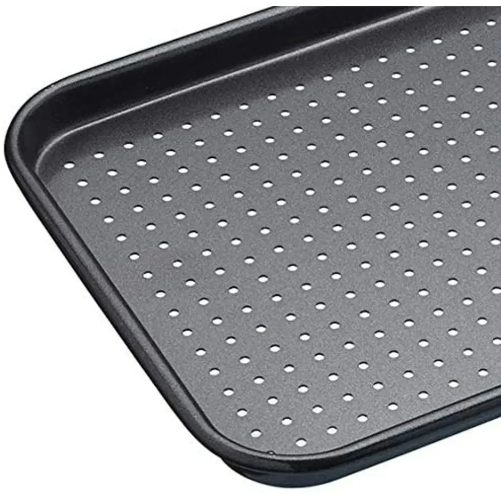 2x MasterCraft Crusty Bake 24x18cm Non-Stick Baking Tray Kitchen Cooking Black