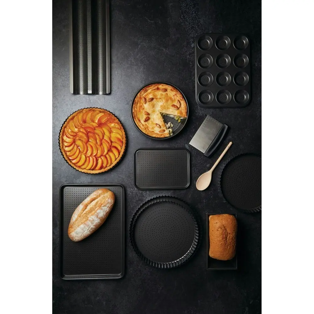 2x MasterCraft Crusty Bake 24x18cm Non-Stick Baking Tray Kitchen Cooking Black