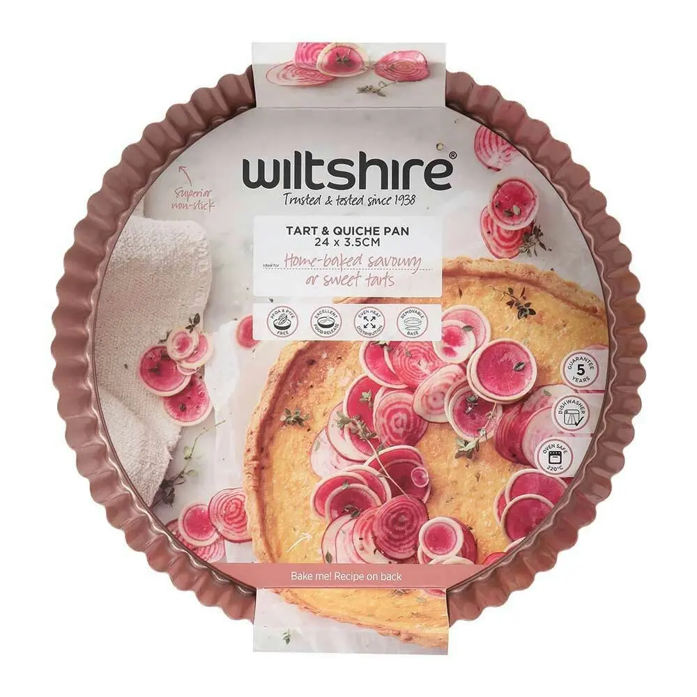 2PK Wiltshire Rose Gold Non-Stick Quiche & Tart Pan Oven Safe Baking Tin 24cm