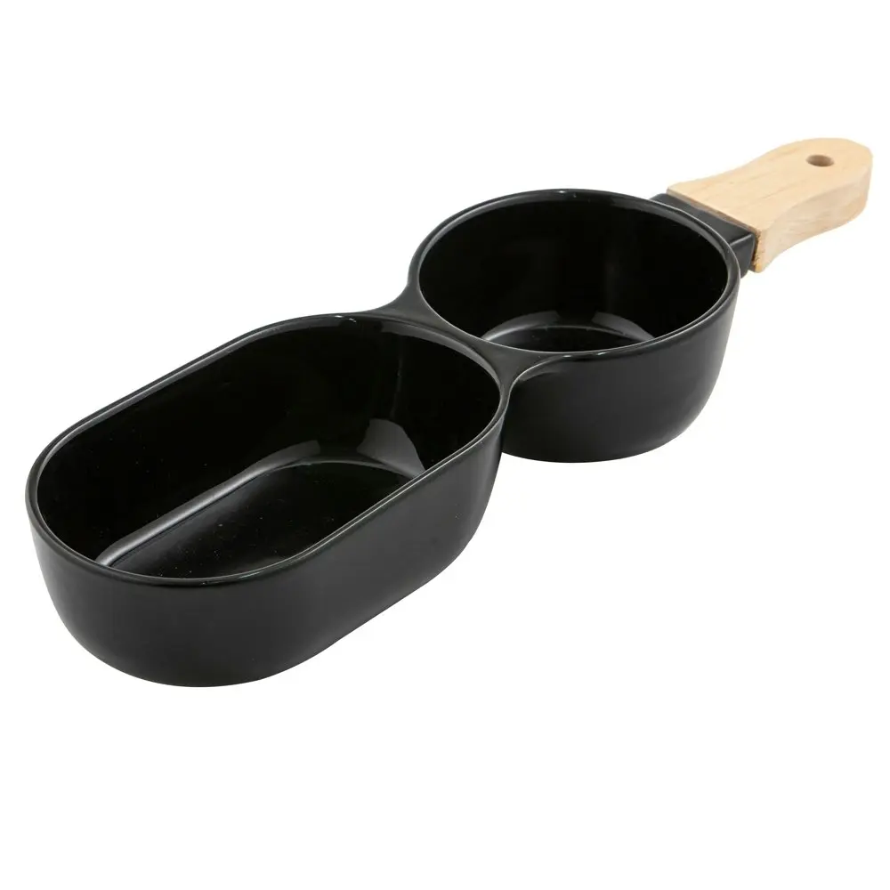 4x Ladelle Alto Serve & Share 2 Part 34.5x9.5cm Porcelain/Wood Serve Stick Black