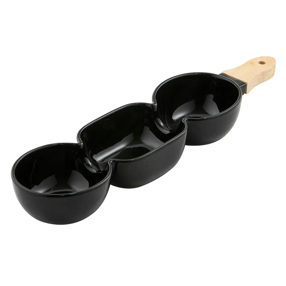 4x Ladelle Alto Serve & Share 3 Part 40x9.8cm Porcelain/Wood Serve Stick Black