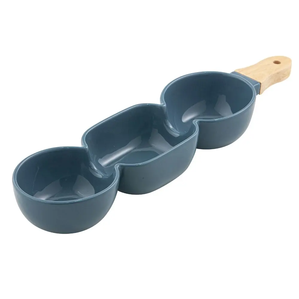 4x Ladelle Alto Serve & Share 3 Part 40x9.8cm Porcelain/Wood Serve Stick Blue