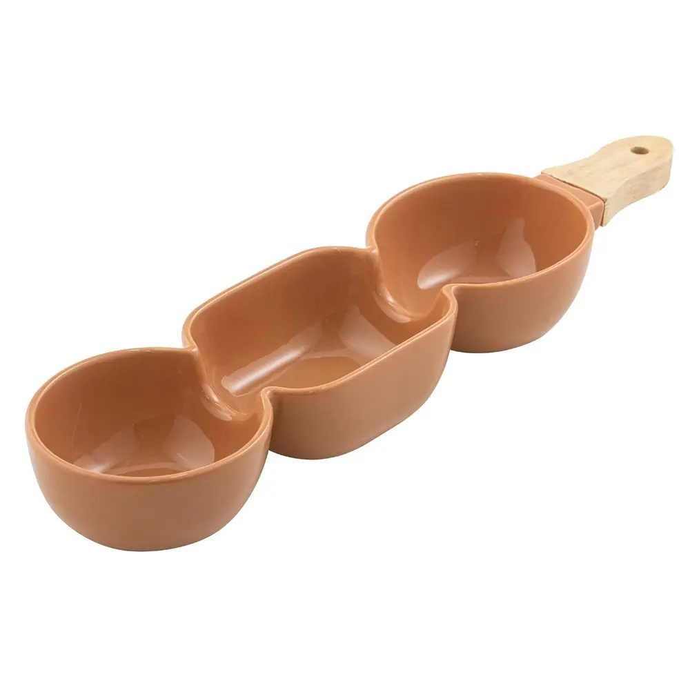 4x Ladelle Alto Serve & Share 3 Part Porcelain/Wood Serve Stick Terracotta