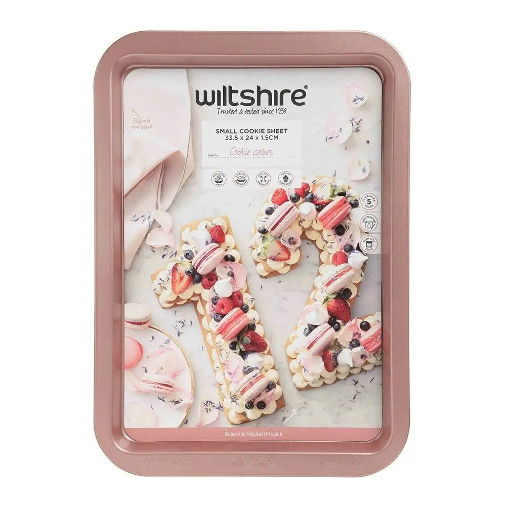 2PK Wiltshire Rose Gold Non-Stick Cookie Baking Sheet Pan Oven Tray 33.5cm