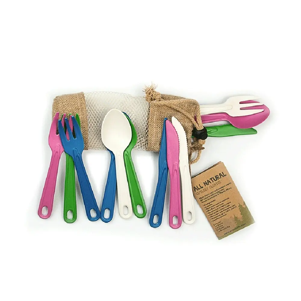 12pc Eco Soulife All Natural Outdoors Camping Reusable Cutlery Cluster Green