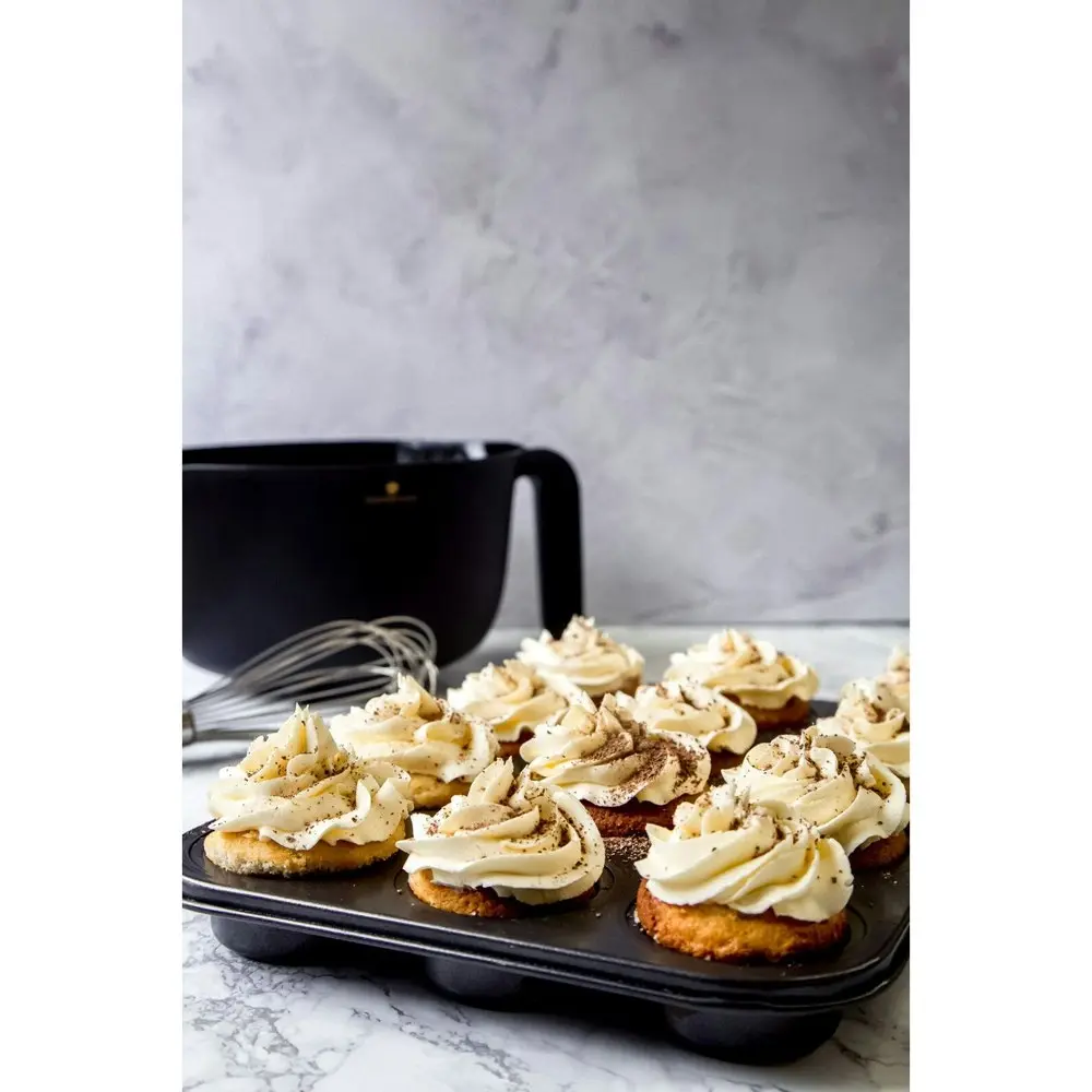 2x MasterCraft 35x27cm Heavy Base 12-Cup Non-Stick Muffin Cupcake Pan Mould BLK