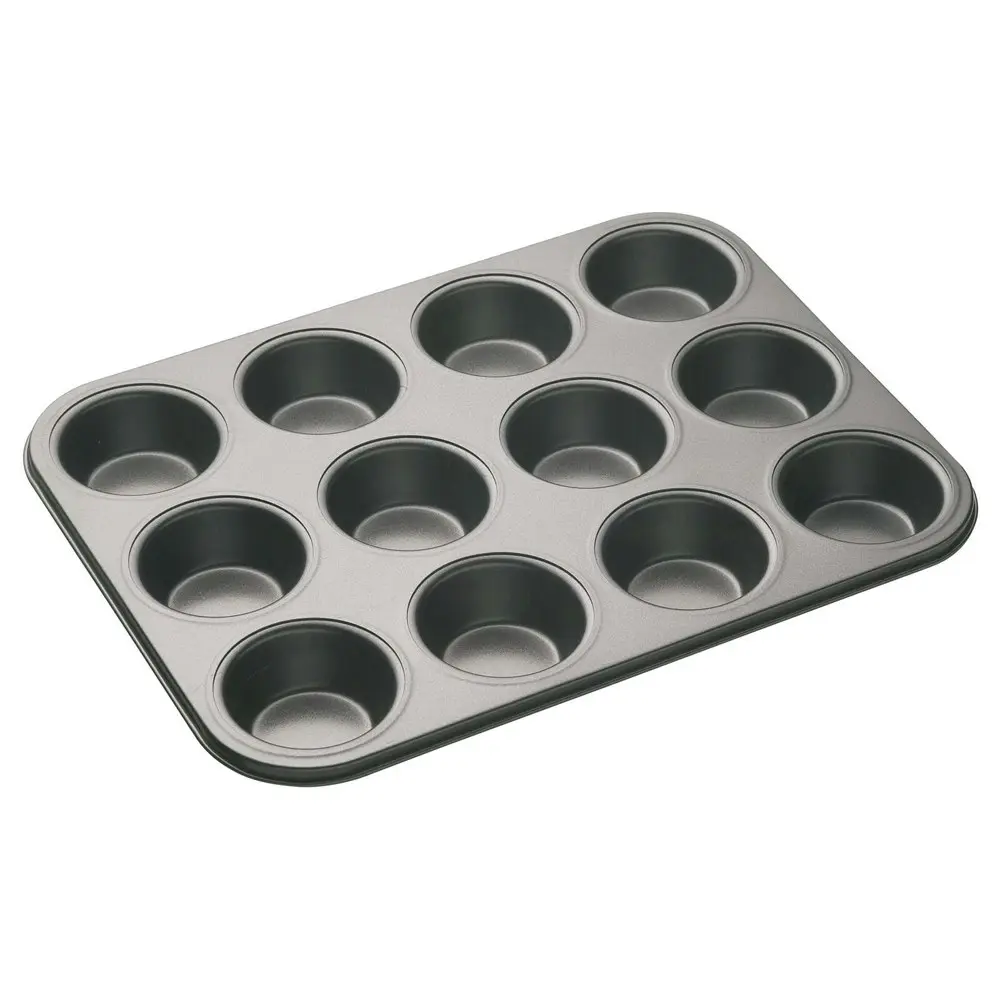 2x MasterCraft 35x27cm Heavy Base 12-Cup Non-Stick Muffin Cupcake Pan Mould BLK