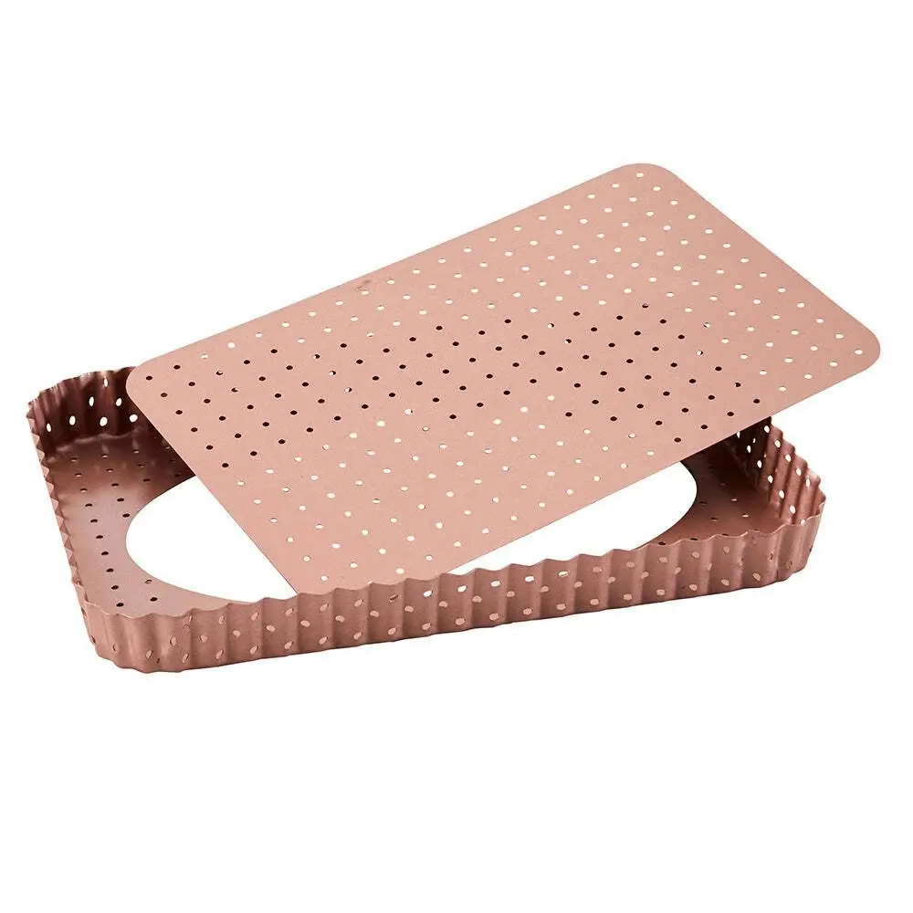 Wiltshire Rose Gold Non-Stick Perforated Rectangular Tart Pan 30.5x20cm