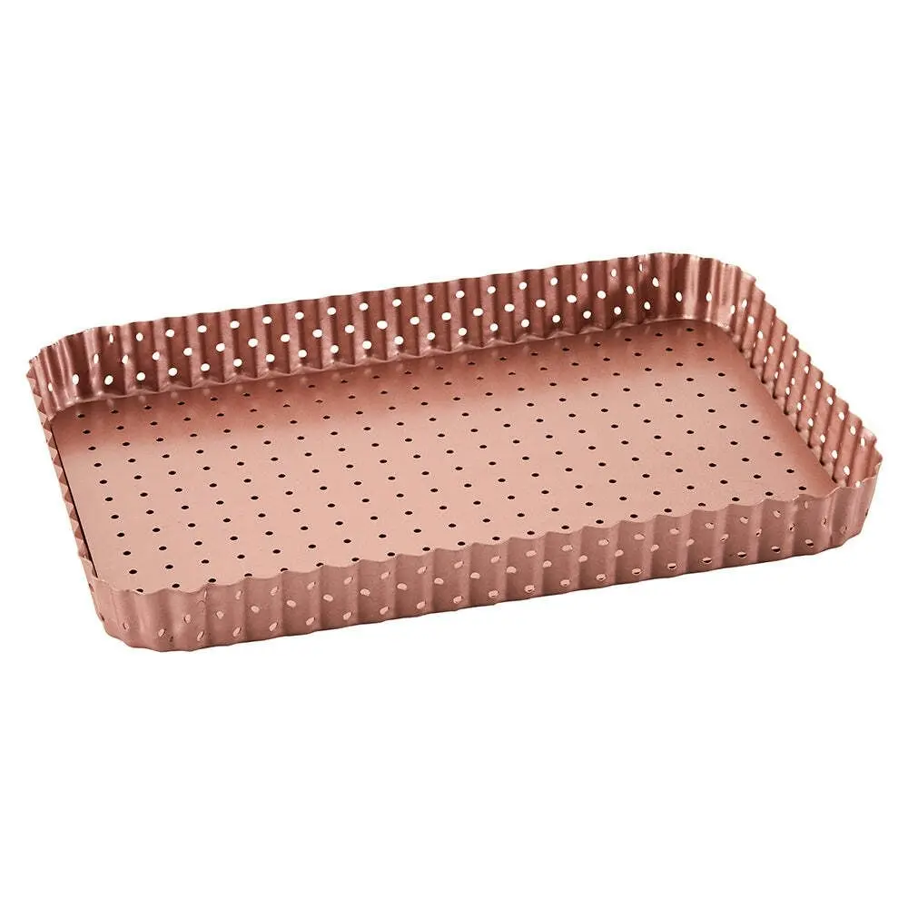 Wiltshire Rose Gold Non-Stick Perforated Rectangular Tart Pan 30.5x20cm