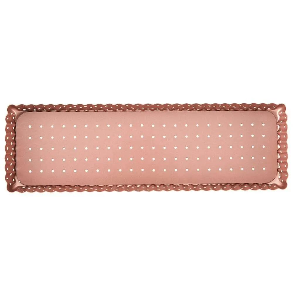 Wiltshire Rose Gold Non-Stick Perforated Rectangular Tart Pan 34.5x10.5cm