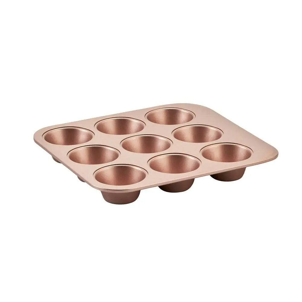 2x Wiltshire Rose Gold 9 Cup Smart Stack Muffin/Cupcake Oven Safe Baking Pan