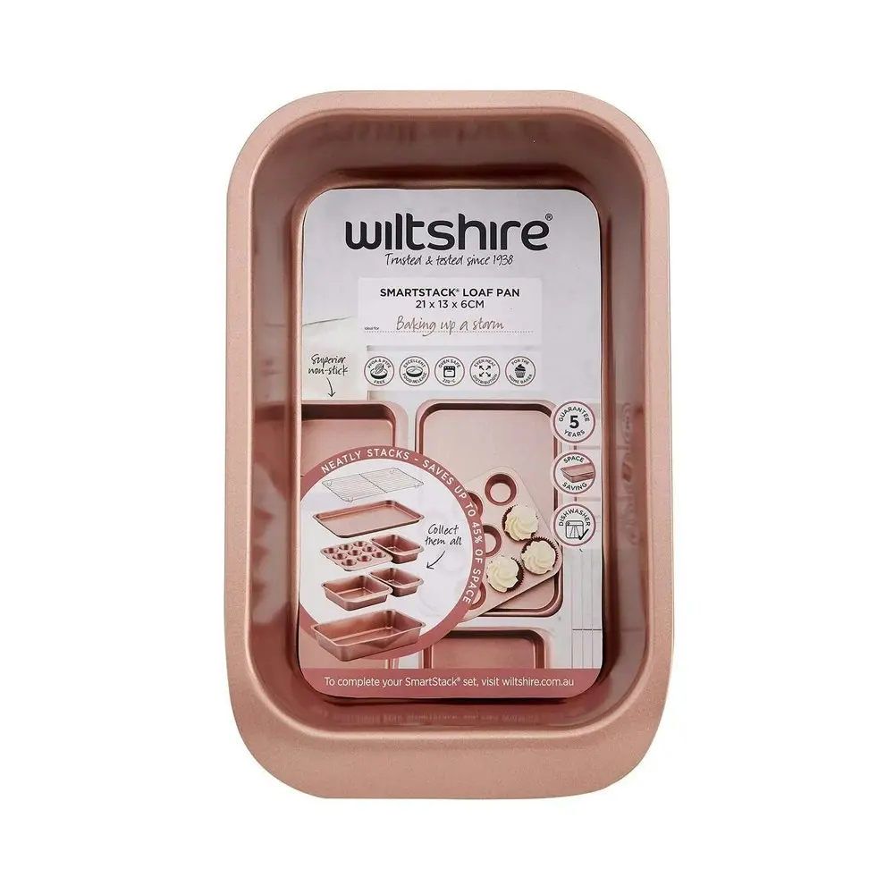 2PK Wiltshire Rose Gold Non-Stick Smart Stack Rectangular Loaf Pan Oven Safe Tin