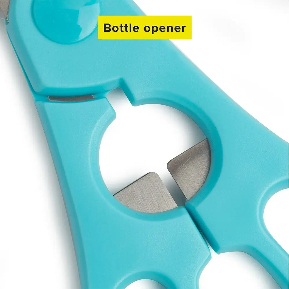 2pc Tasty Kitchen Shears w/Built-In Bottler Opener Cutting Utensil White/Blue