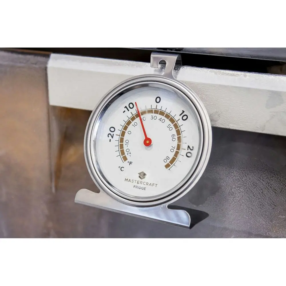 MasterCraft Round 10cm Stainless Steel Fridge Freezer Thermometer Hanging Silver