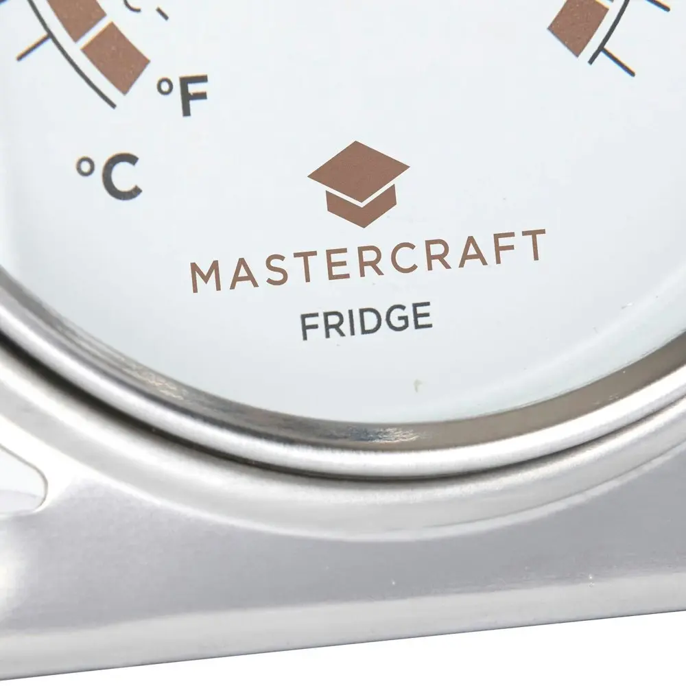 MasterCraft Round 10cm Stainless Steel Fridge Freezer Thermometer Hanging Silver