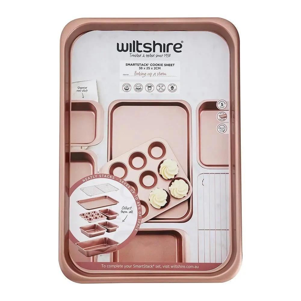 2PK Wiltshire Rose Gold Non-Stick Smart Stack Cookie Sheet Oven Baking Tray