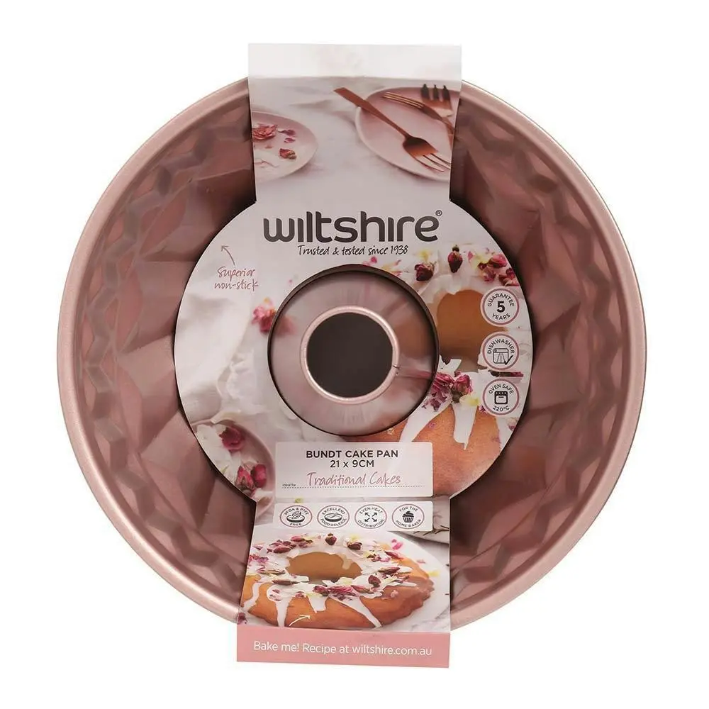 2PK Wiltshire Rose Gold Non-Stick Round Bundt Pan Oven Safe Baking Tin 21cm